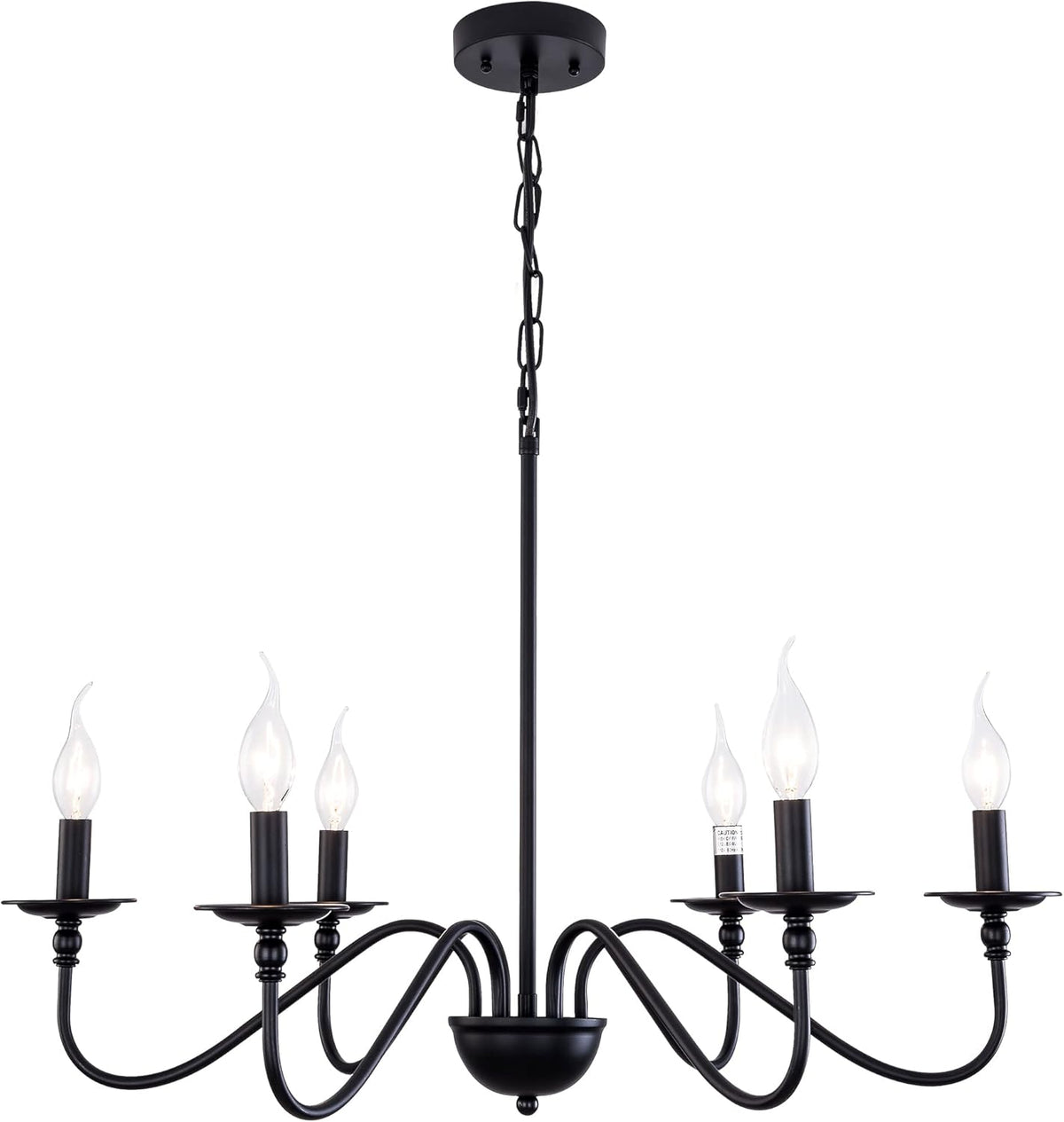 6-Lights Industrial Black Iron Pendant Light Fixture Chandelier W876298