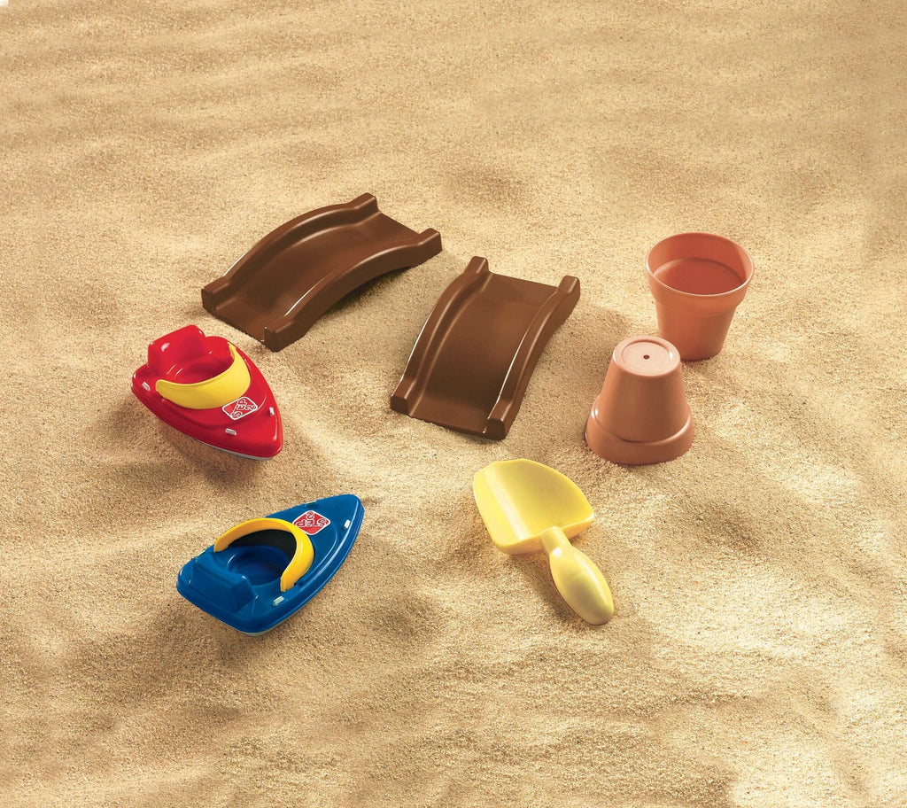 Green Sandbox and Water Table with Cover and Umbrella F4135