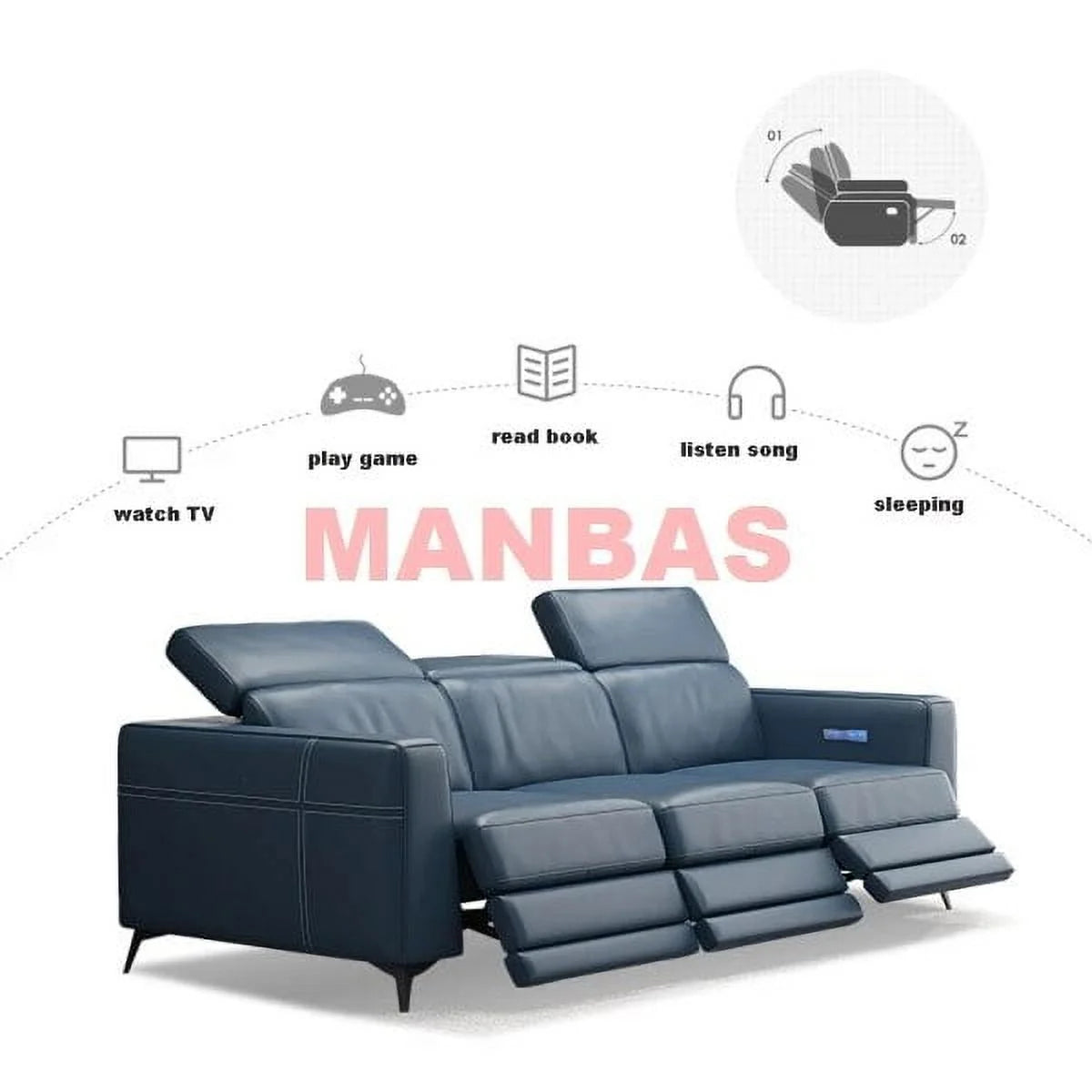 Genuine Leather Reclining Sofa Set V80495