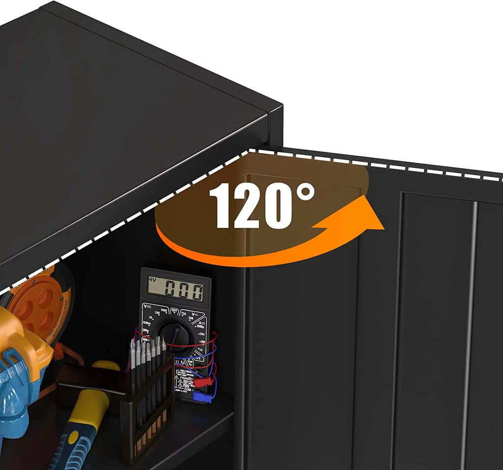 42-Inch Black Lockable Metal Storage Cabinet with Doors & 2 Adjustable Shelves W462