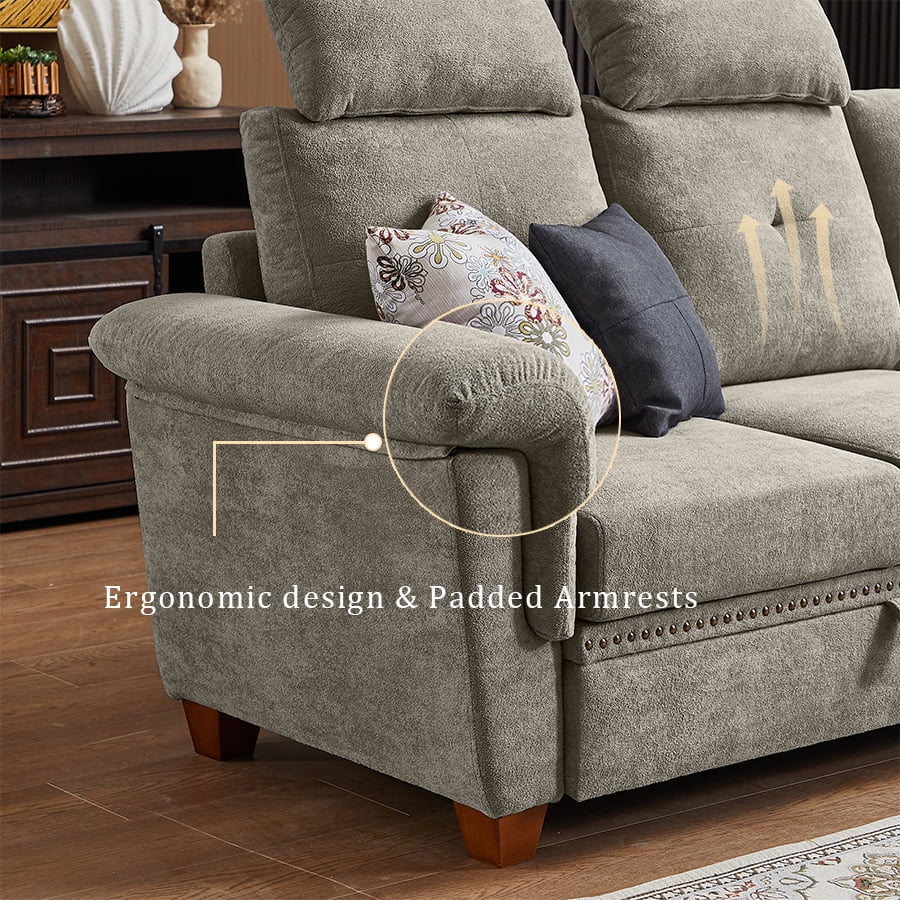Light Gray L-shaped Sectional Sofa with Ottoman G26441