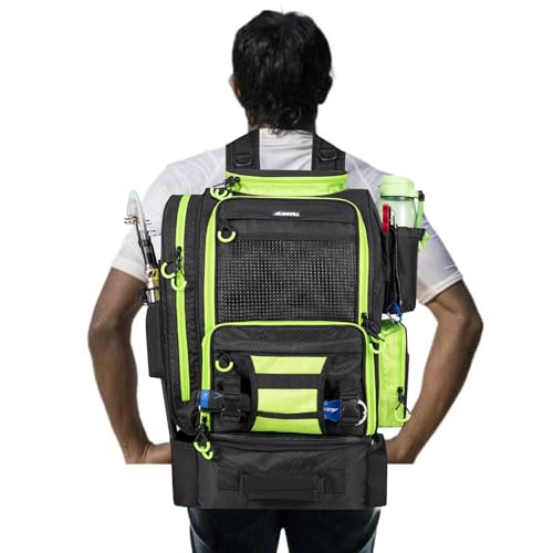 Large Fishing Backpack with Cooler for Tackle Boxes with Rod Holders T26507