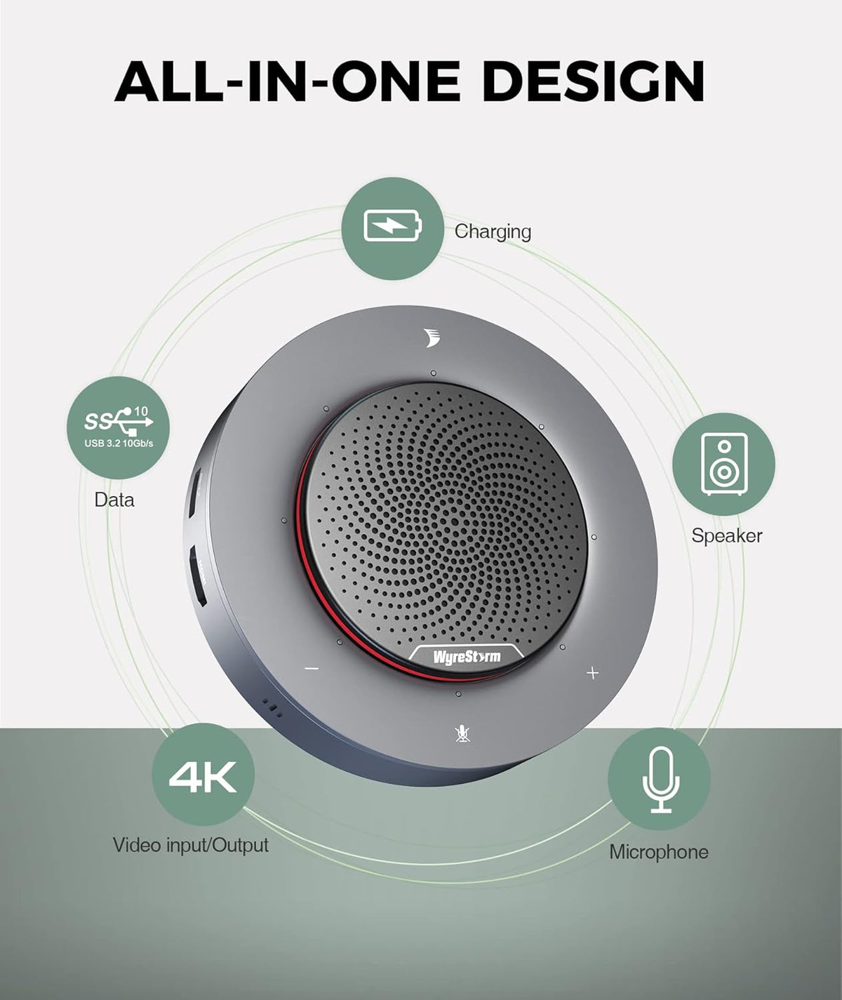 Conference Speaker with 4 Noise-canceling Mics, USB-C Docking Function A67774