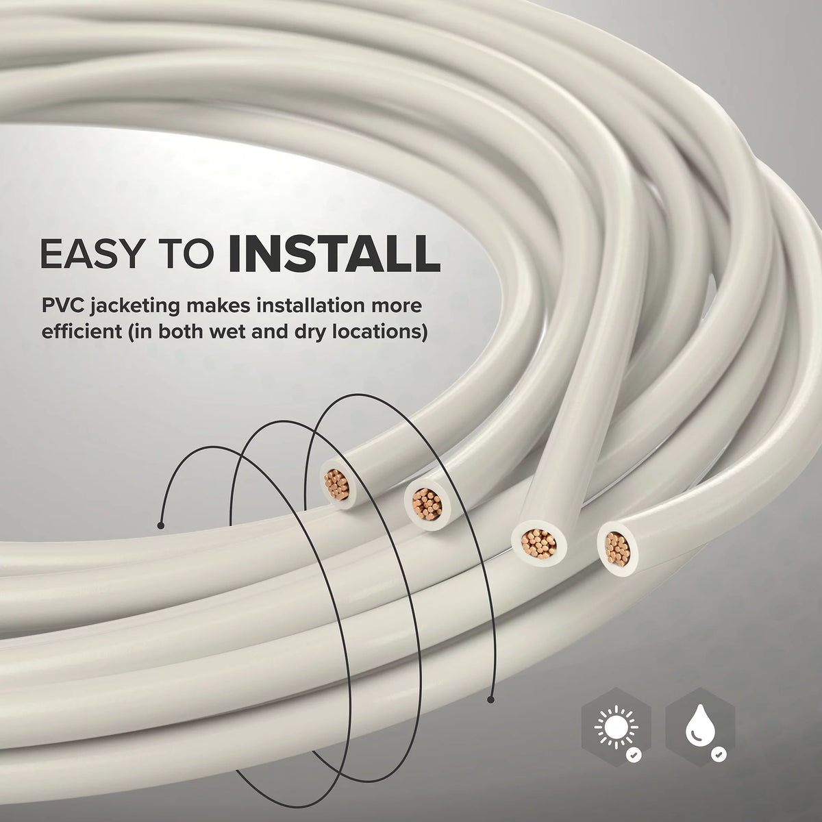 White 25 Feet 10 AWG Insulated Stranded Copper THHN THWN Wire H9827