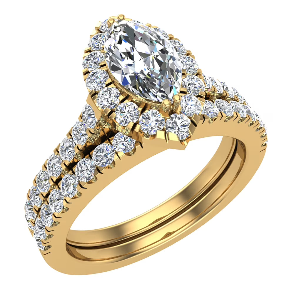 14K Gold Diamond Wedding Ring Set 1.25 CT J784477