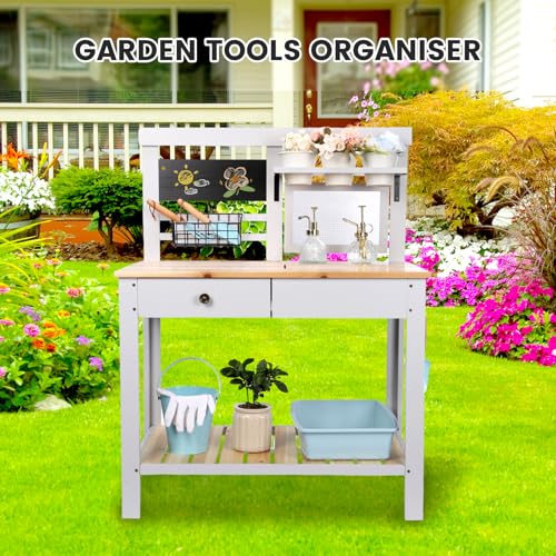 Wooden Outdoor Potting Bench Table with Sink Y530664