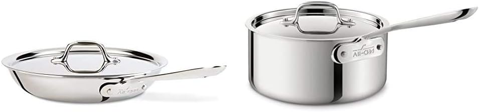 10 Inch Stainless Steel Fry Lid and 3-Quart Stainless Steel Sauce Pan with Lid T18626