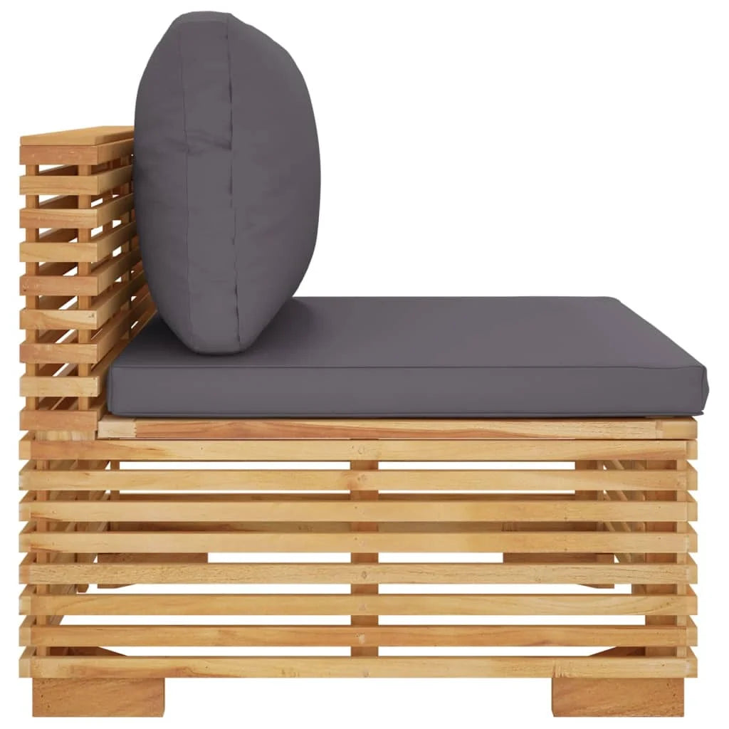 Patio Sofa with Dark Gray Cushions Solid Wood Teak Z47467