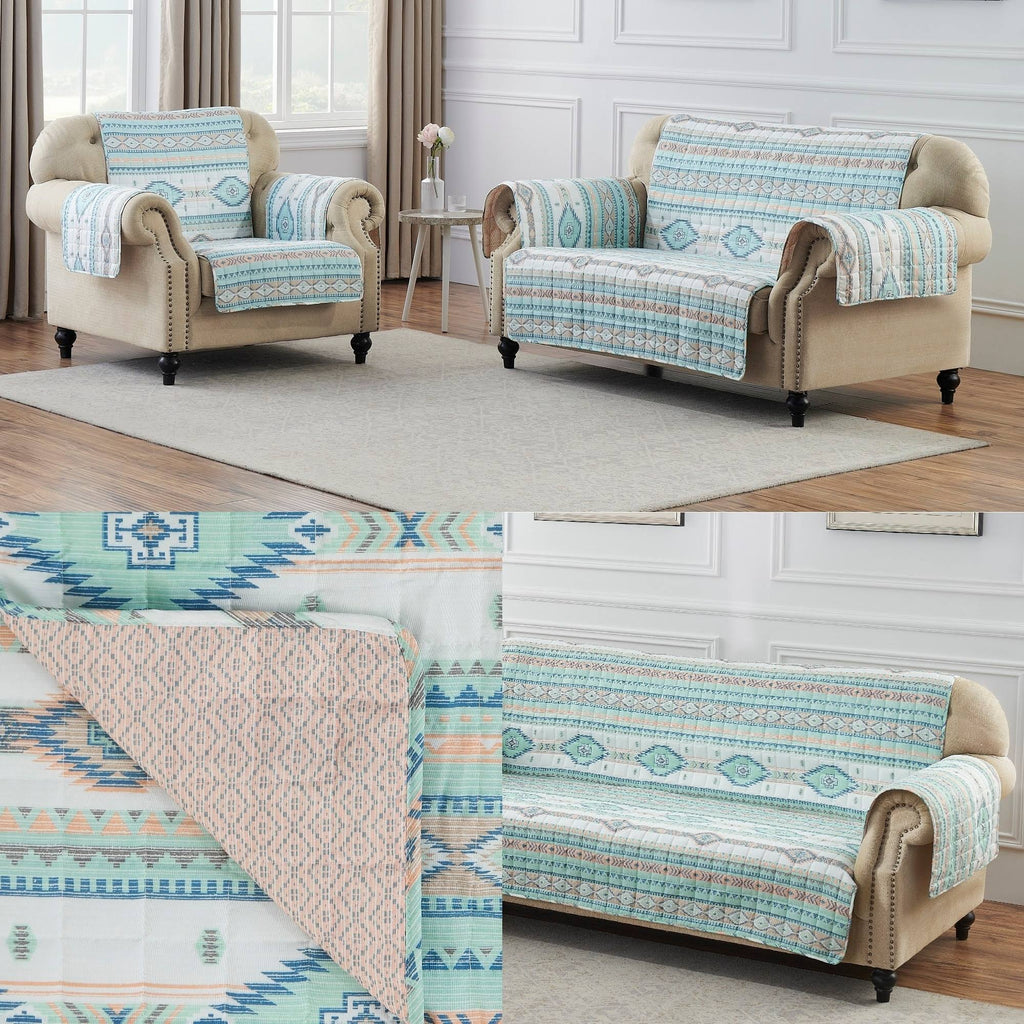 Turquoise Reversible Sofa Couch Protector K844