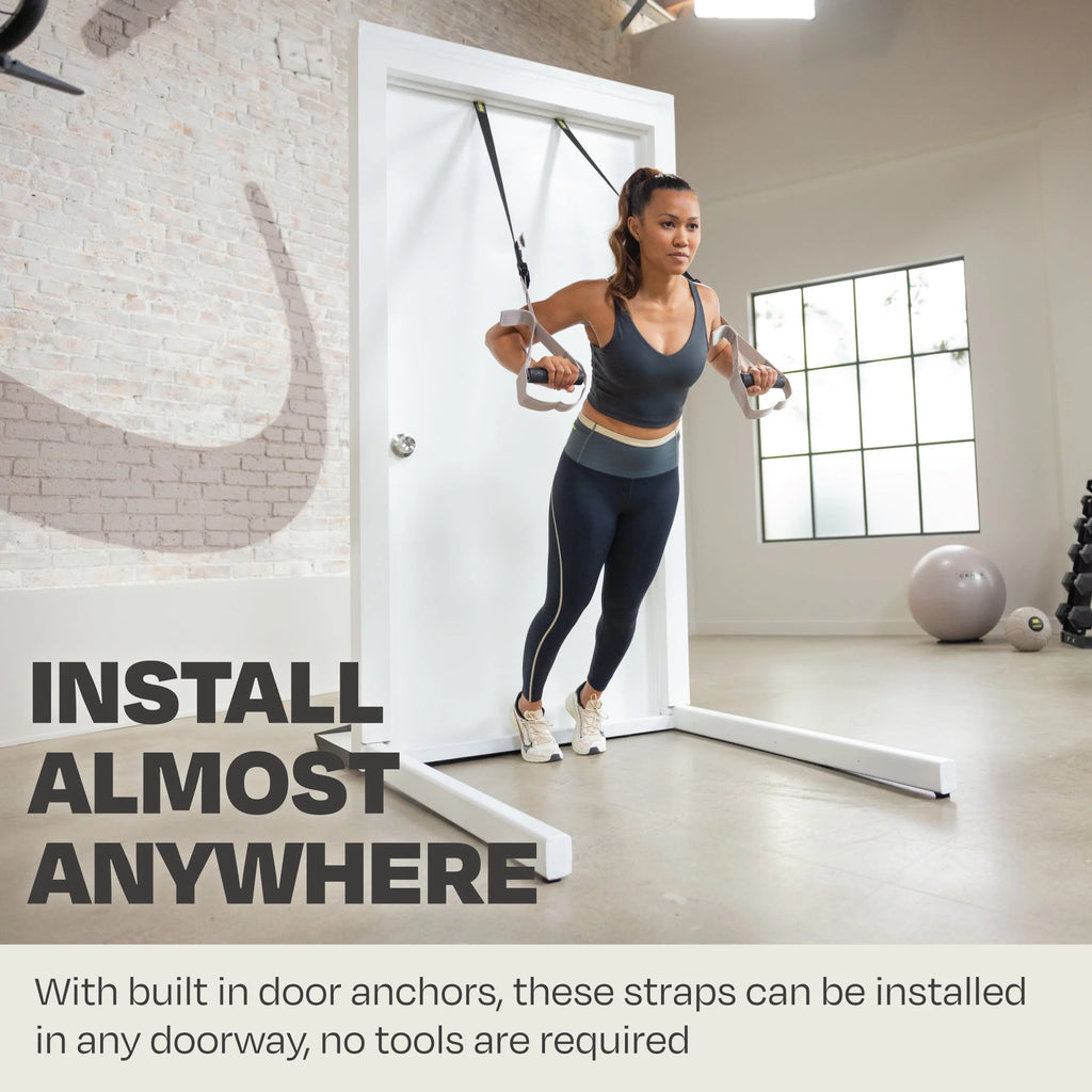 Bodyweight Training Straps with Door Anchors, Sand Brown, 2-Pack O660