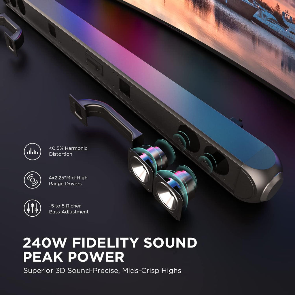 240W 2.1 Sound Bar with 6.5'' Wireless Subwoofer E1673