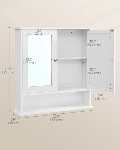 Dove Gray Wall-Mounted Bathroom Cabinet with 2 Mirrored Doors Z890955