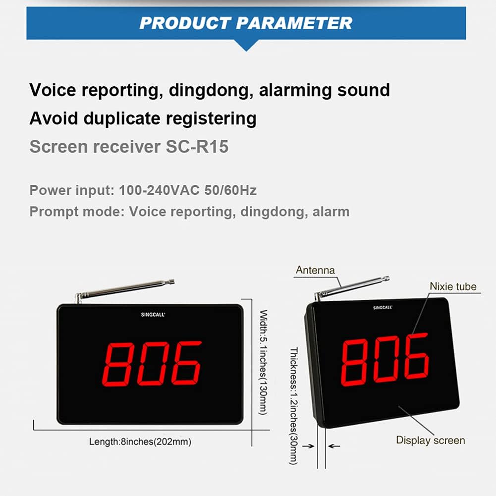 Wireless Calling System with 1 Display 10 Bells D4860