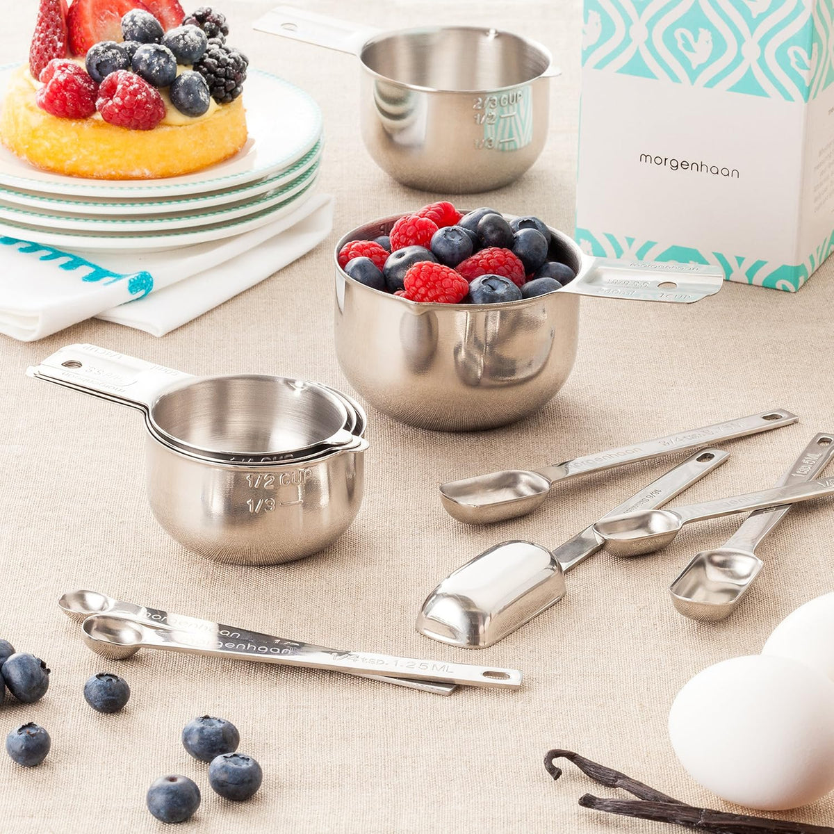 18-Piece Stainless Steel Measuring Cups and Spoons Set A49695