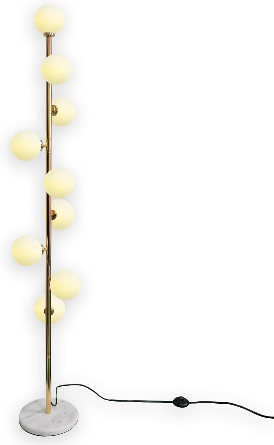 Modern Simplicity Floor Lamp with White Glass Ball Lampshade and Golden Metal Lamp Body E219182