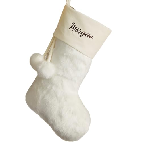 Grey Faux Fur Christmas Stocking O969526