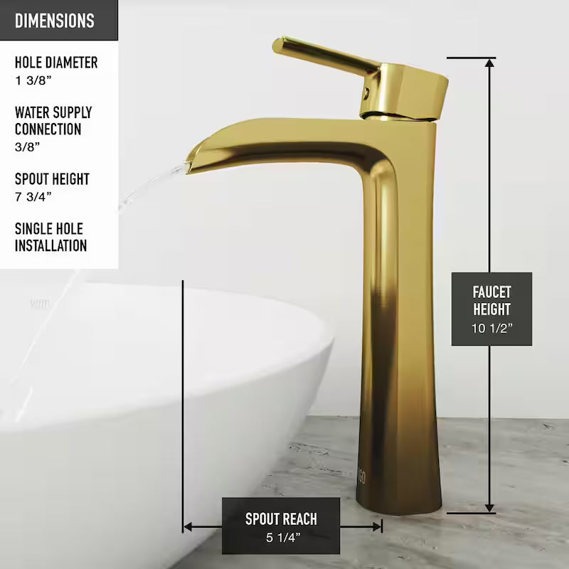 Single Handle Bathroom Vessel Faucet Matte Brushed Gold R4442