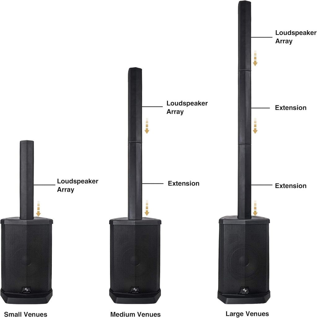 Portable Line Array PA System with Sub Bass Module, TWS Bluetooth, Built-in 3-channel Mixer, Carry Bag S626080