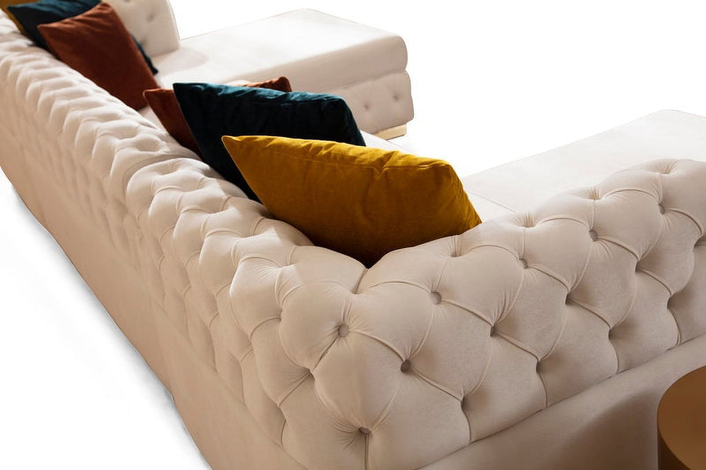 Ivory Velvet Double Chaise Sectional M857689