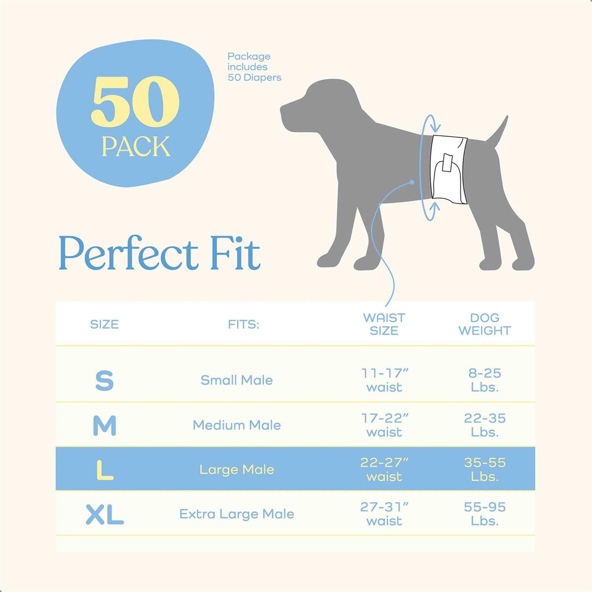 Male Dog Diapers 30-Pack Super Absorbent Disposable I93512