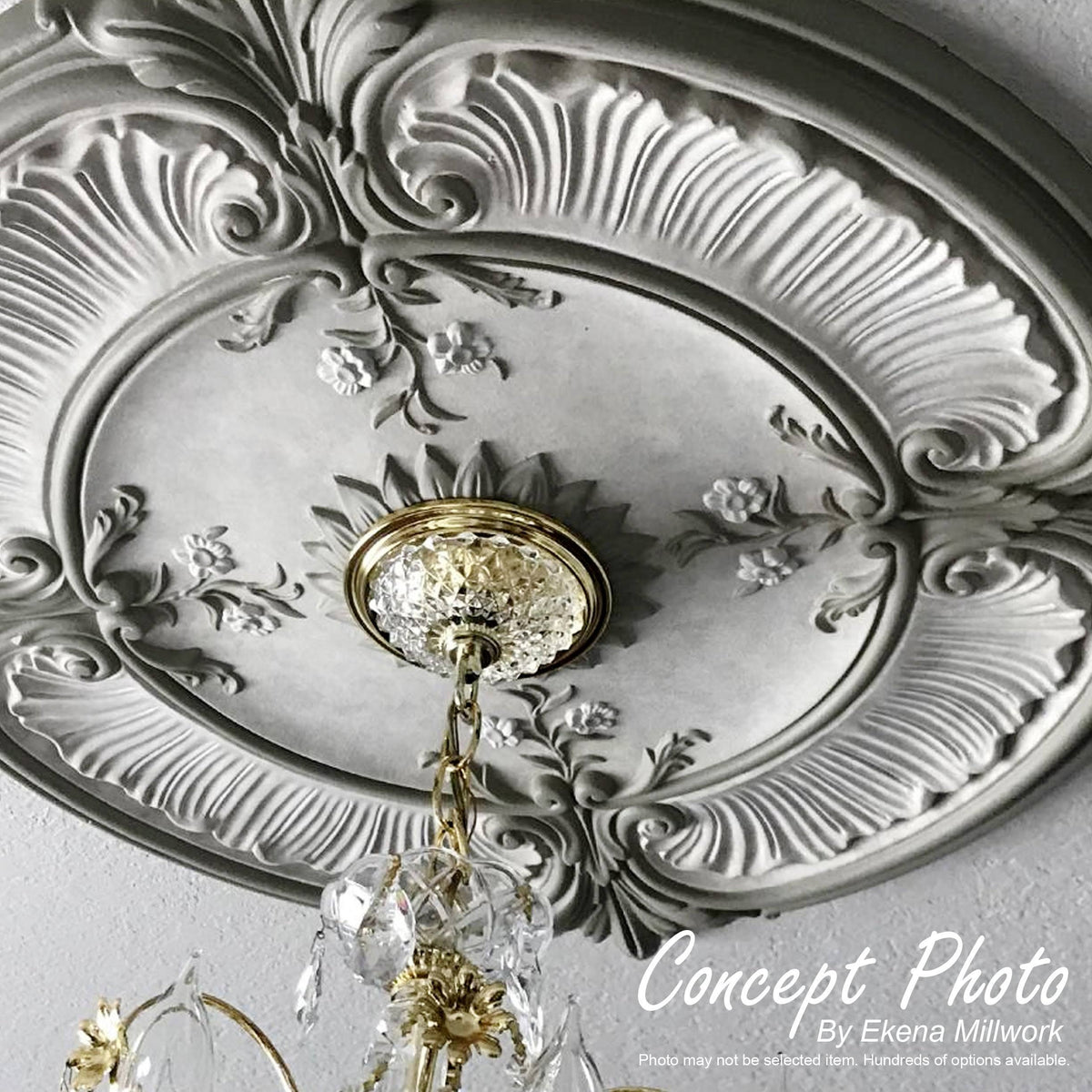 24 1/4 inchod x 3 7/8 inchid x 2 inchp Hand-Painted Rich Gold Ceiling Medallion P94695