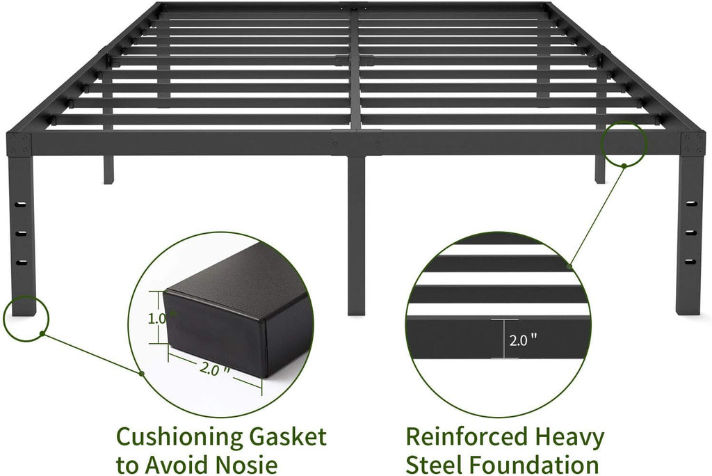 18 Inch Metal Platform Bed Frame with Steel Slats Q785