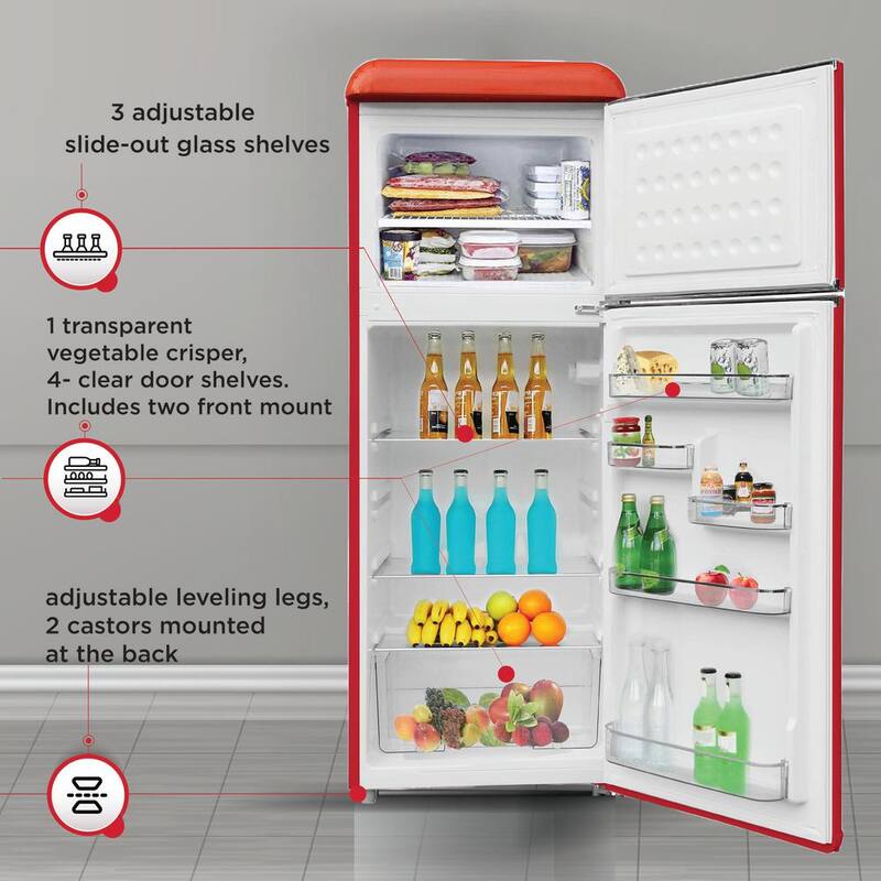 7.5 cu. ft. Red Retro Mini Fridge with Top Freezer N595956