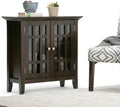 Farmhouse Grey Solid Wood Media Cabinet with 2 Tempered Glass Doors I61364