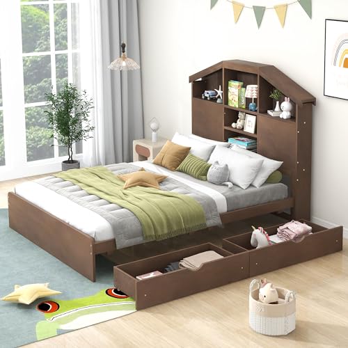 Grey Twin Size Solid Wood Canopy Daybed with 3 Storage Drawers V84857