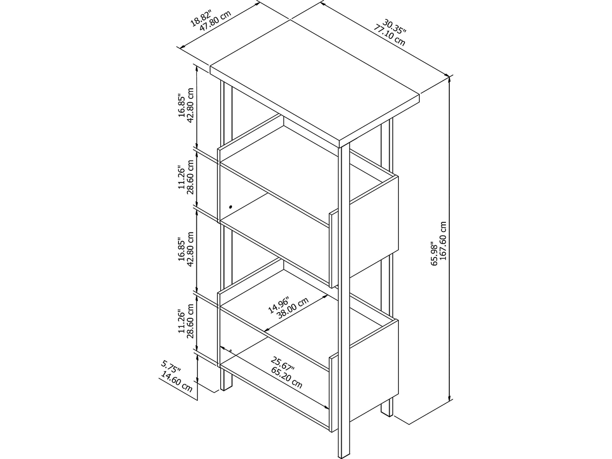 4 Shelf Bookcase in Modern Walnut E661440