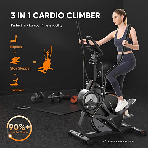 3-in-1 Elliptical Machine Stair Stepper Trainer with 16 Resistance E517