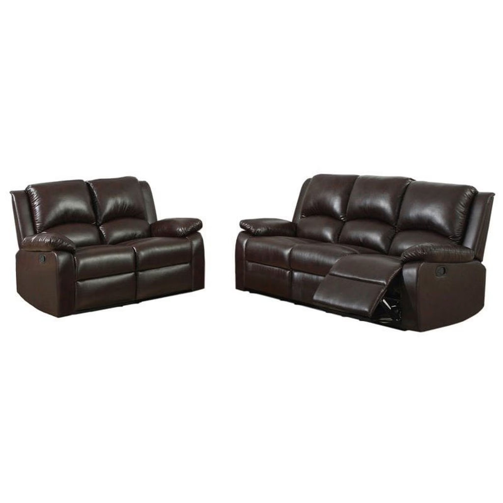 Dark Brown Faux Leather 2-Piece Sofa Set Y26634