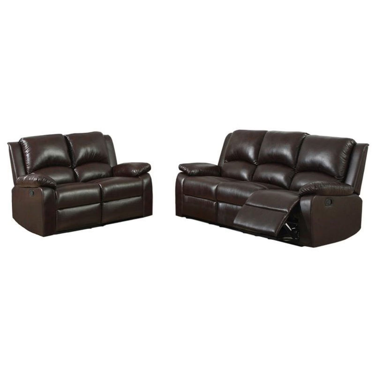 Dark Brown Faux Leather 2-Piece Sofa Set Y26634