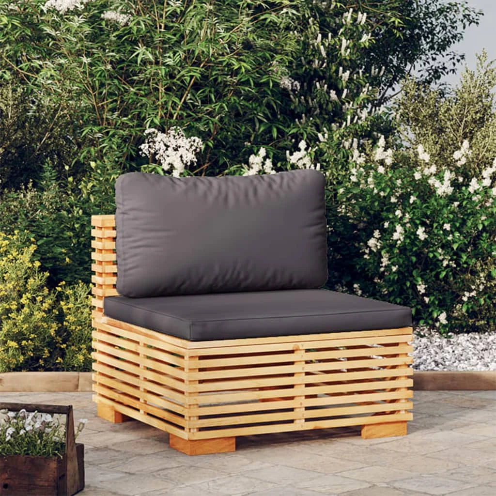 Patio Sofa with Dark Gray Cushions Solid Wood Teak Z47467