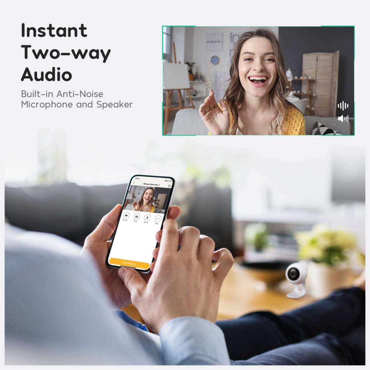 Indoor Security Camera Baby Monitor Wi-Fi Smart Home Camera 1080P HD Motion Detection 2-Way Audio Night Vision Pack of 2 I18188