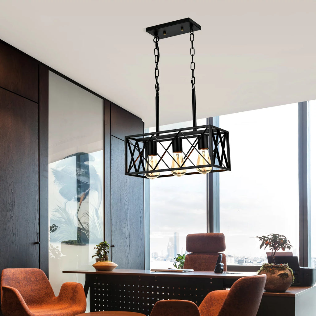 3 Light Farmhouse Linear Chandelier V98419