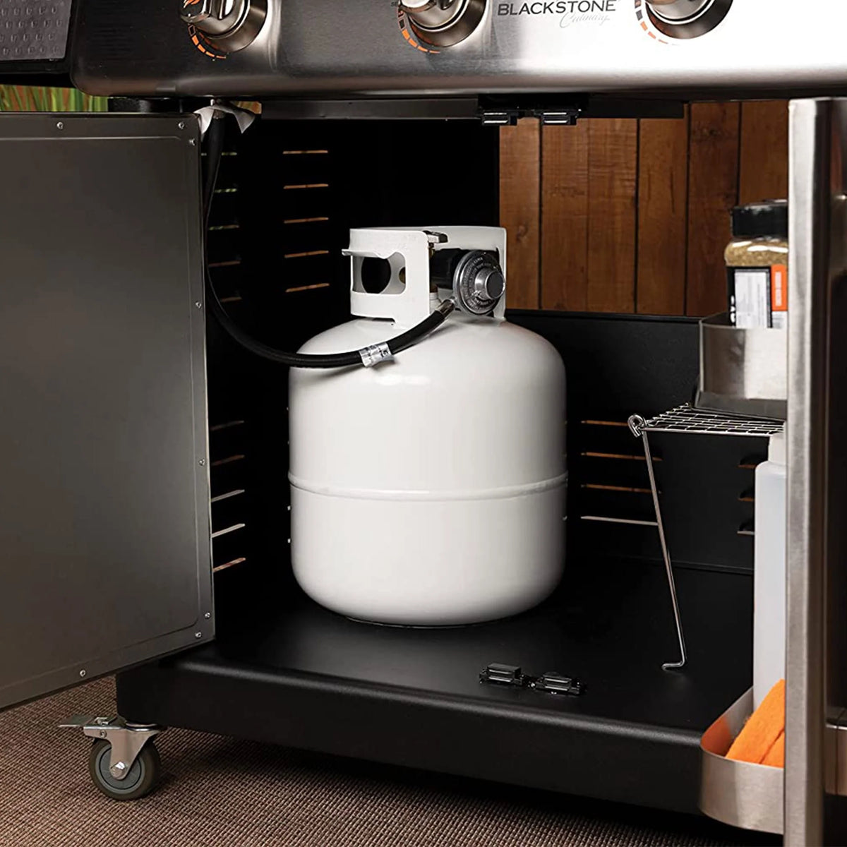 28 Inch 3 Burner Propane Griddle Cooking Station with Cabinets O95232
