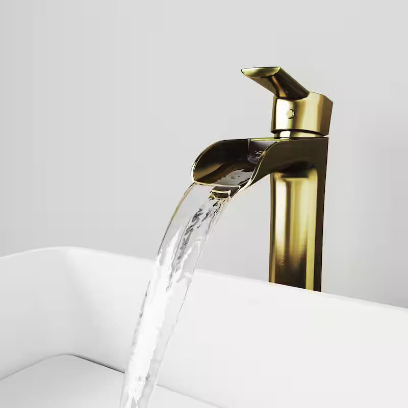 Single Handle Bathroom Vessel Faucet Matte Brushed Gold R4442