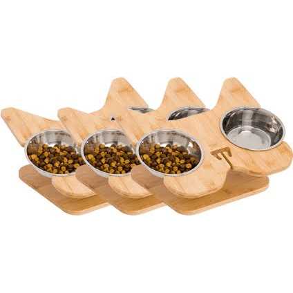 Elevated Dog Bowl Stand with Stainless-Steel Food and Water Bowls E196456
