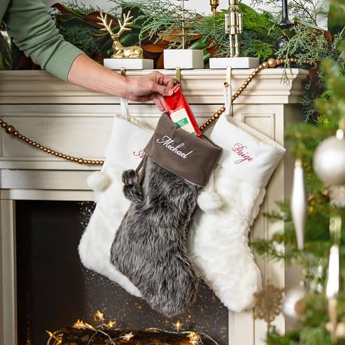 Grey Faux Fur Christmas Stocking O969526