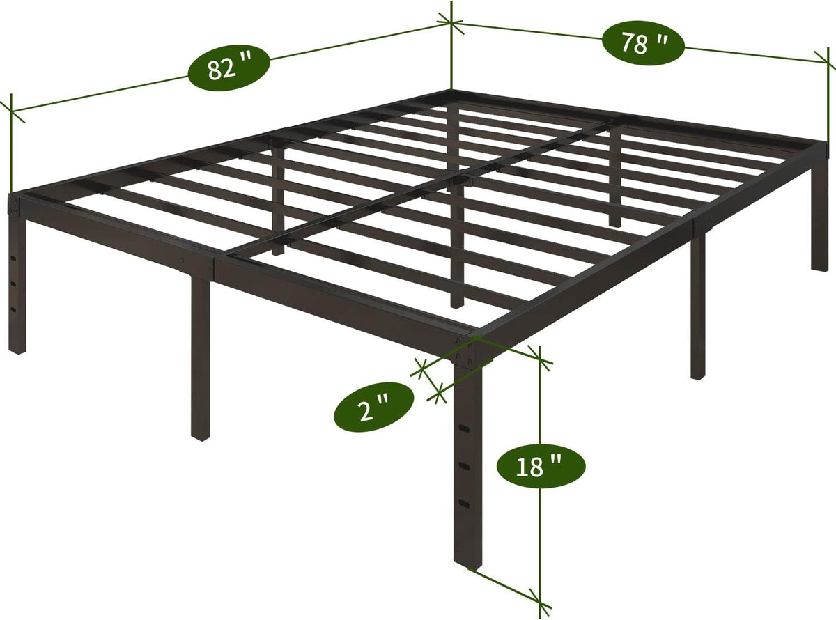 18 Inch Metal Platform Bed Frame with Steel Slats Q785