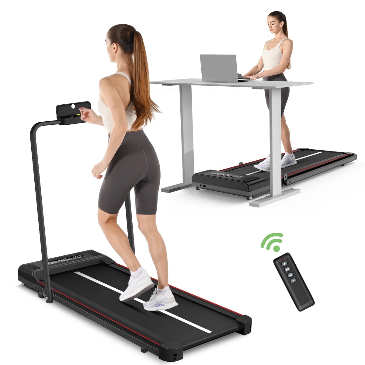 2 in 1 Folding Treadmill 265 lbs Gray Y4115