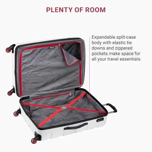 Hardside Expandable Luggage with Spinner Wheels, White, Carry-On 19-Inch F894769