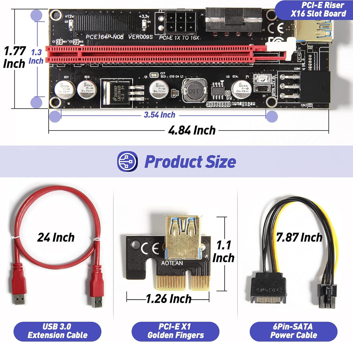 PCIE Riser Express Cable 1X to 16X 6 Pack G623146