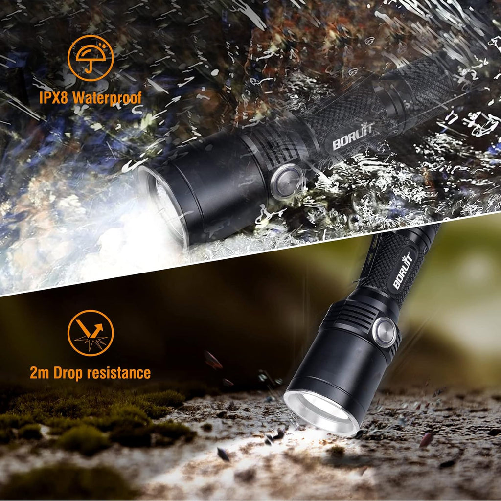 Rechargeable 1200 Lumens 11 Mode IPX8 Waterproof LED Tactical Flashlight O432