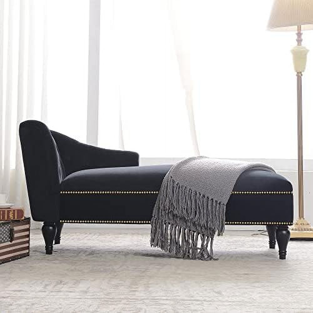 Black Velvet Chaise Lounge Sofa Bed B52718