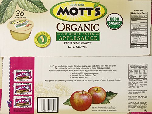 Organic No Sugar Added Apple Sauce, 3.9 Ounce, 36 Count Z21835