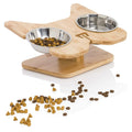 Elevated Dog Bowl Stand with Stainless-Steel Food and Water Bowls E196456