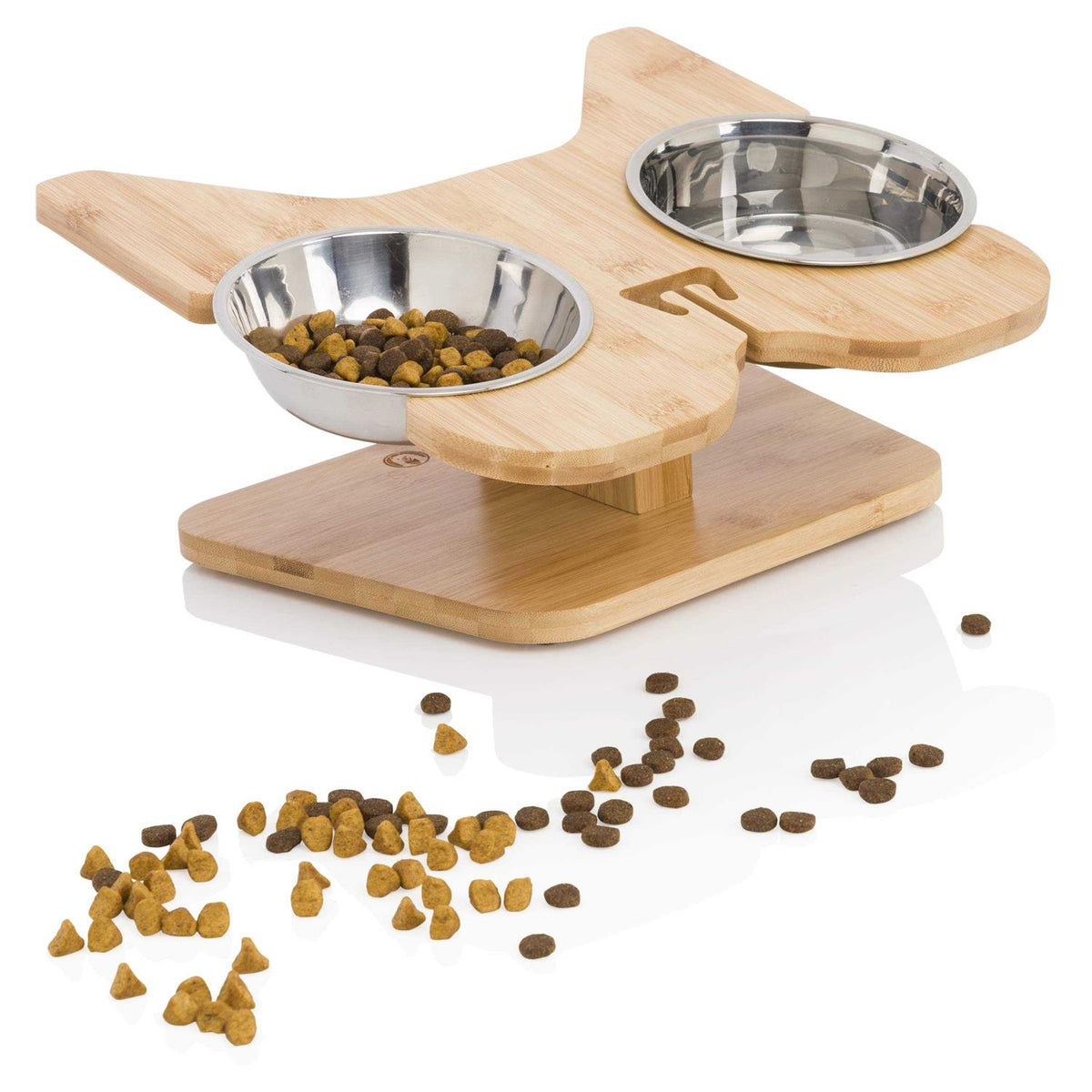 Elevated Dog Bowl Stand with Stainless-Steel Food and Water Bowls E196456