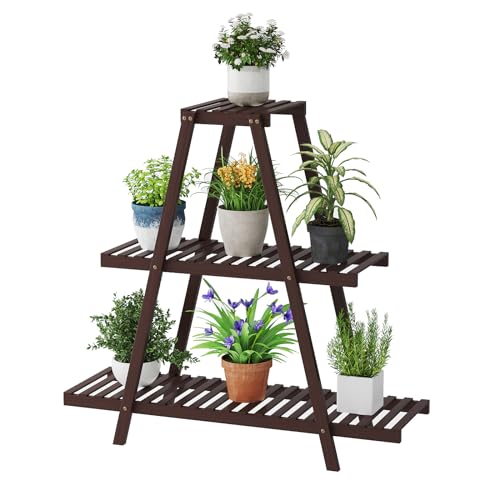 3 Tier 8 Potted Bamboo Plant Stand Q711